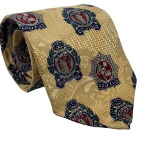 Vintage MBP NY Men's Silk Golf Club‎ Tie Novelty Pattern Necktie Gold Paisley